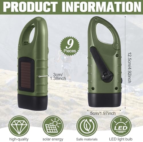 Leelosp 9 Pcs Hand Crank Solar Flashlight Emergency LED - Image 2