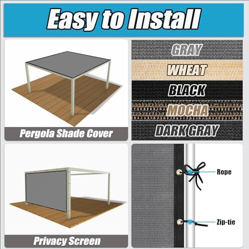 Amagenix 90% Shade Fabric 21'X 21' Gray Sun Shade Cloth - Image 4