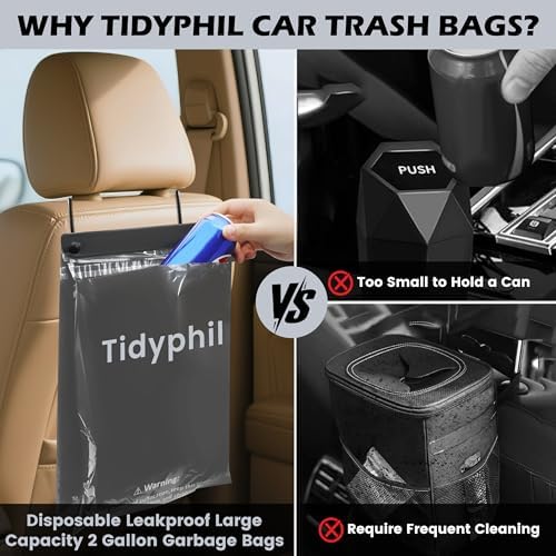 50 Bags Hanging Car Trash Bags Disposable, 2 Gallon Car Garbage Bags. Gray - Image 3