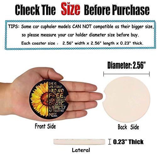 Car Coasters for Women 2 Pack, Ceramic Absorbent Cup Holders for Mother's Day - Image 5
