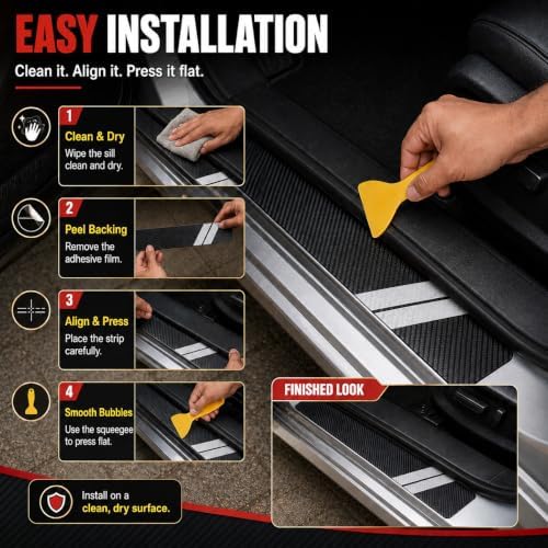 4PCS Car Door Entry Guard Sticker, Car Door Sill Protector - Image 5