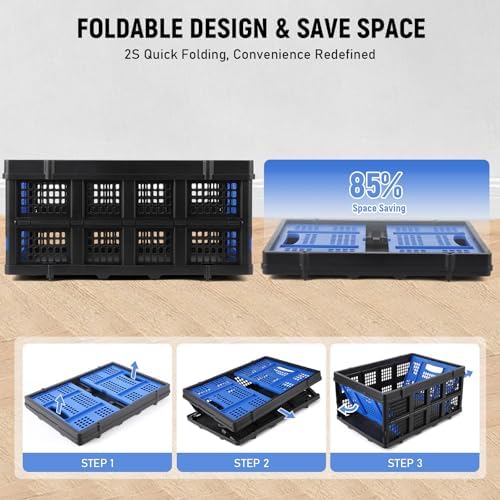 Garvee Collapsible Crate, 55L Foldable Plastic Milk Storage Crate - Image 7