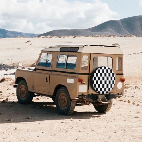 Checkered Racing Flag Spare Tire Cover Black and White Symbolic Design of End - Image 5