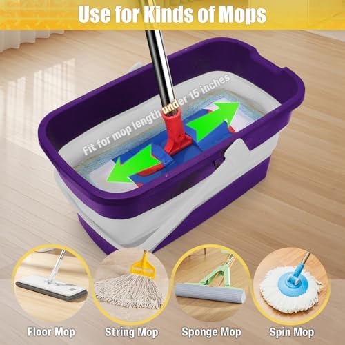 Collapsible Bucket with Handle for Mop Windows Cleaning, 3 Gallon - Image 3