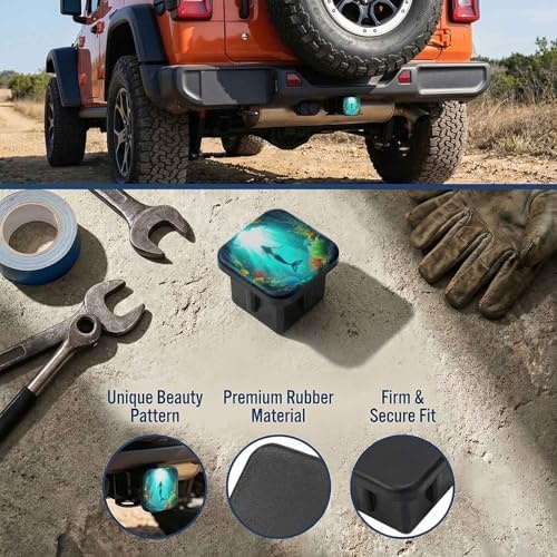 2 Inch Mermaid Ocean Fish Trailer Hitch Cover Rubber Receiver Tube Plug Cap - Image 3