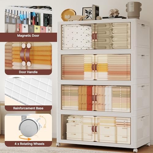 Stackable Storage Bins with Doors & Lids & Wheels - Image 3