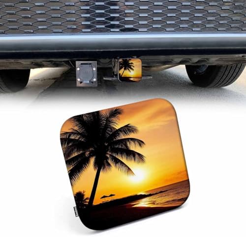 Ocean Palms Car Rear Hitch Covers Paradise Sea Beach Palm Tree Sunset Square by Beabes