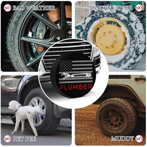 Generic Plumber Plumbing American Flag Tire Covers, Dust-Proof Weatherproof - Image 4