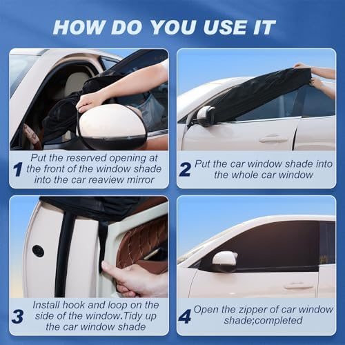 Tallew 4 Pcs Car Window Screens Mesh Breathable Shade, 19-25 in, 22-45 in - Image 4