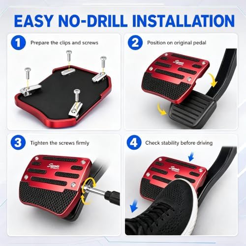 2 PCS Non-slip Pedal Pads Set, Alloy Brake and Accelerator Pedal Protectors - Image 3