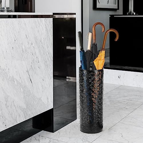 Metal Round Umbrella Stand Rack, Free Standing Umbrella Holder Bin, Canes - Image 3