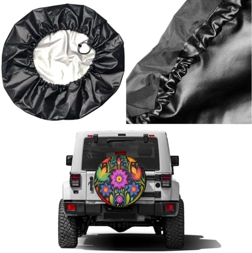 Delerain Mexican Boho Ornament Flower Spare Tire Cover - Image 5