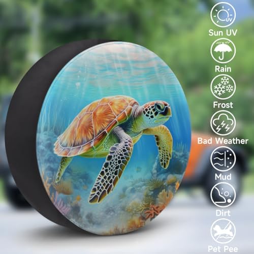 Spare Tire Cover Underwater Sea Turtle Wheel Covers Protectors Waterproof - Image 4