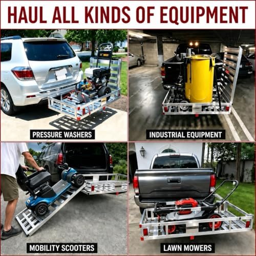 48"x30"x9" Durable Aluminum Trailer Hitch Cargo Carrier - Image 5
