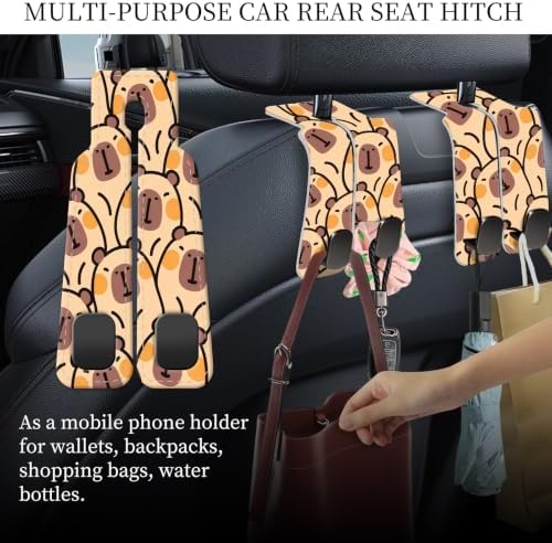 PU Leather Car Seat Hook, Storage Headrest Hanger, Cute Car Backseat Organizer - Image 3