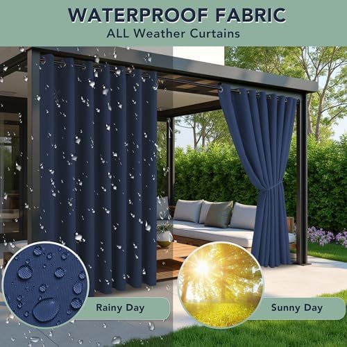 Outdoor Curtains for Patio Waterproof, 6 Drape Panels, Sun Shades - Image 2
