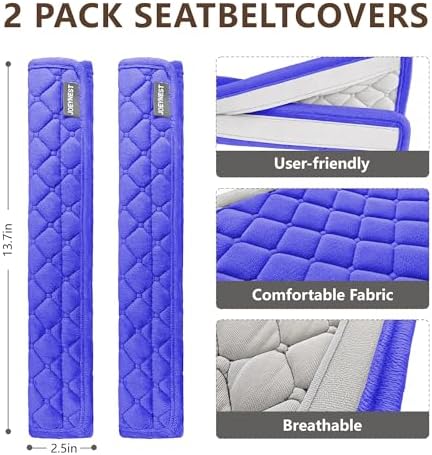 Soft Auto Seat Belt Pads Extra Long 13.7in, Seatbelt Shoulder Cover, 2 Piece Set - Image 3