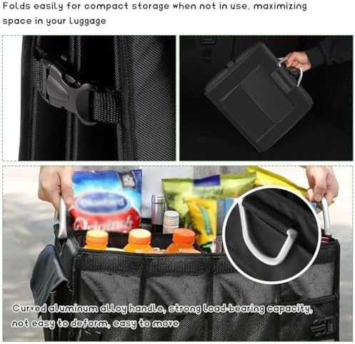 Trunk Organizer with Lid, 28L Collapsible 2-Compartment Car Storage Box with - Image 5