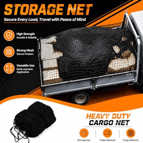 SATINIOR 12 x 8 ft Heavy Duty Cargo Net Truck Bed Network Cover - Image 4