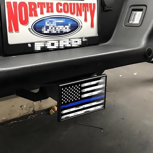 American Flag Aluminum Trailer Hitch Cover, Thin Blue Line, 2 inch - Image 7