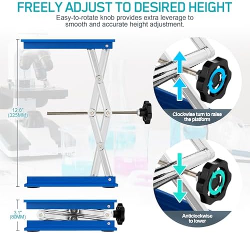 Lab Jack Stand Platform 8" x 8", Laboratory Support Stand 200x200mm Manual Lab - Image 5