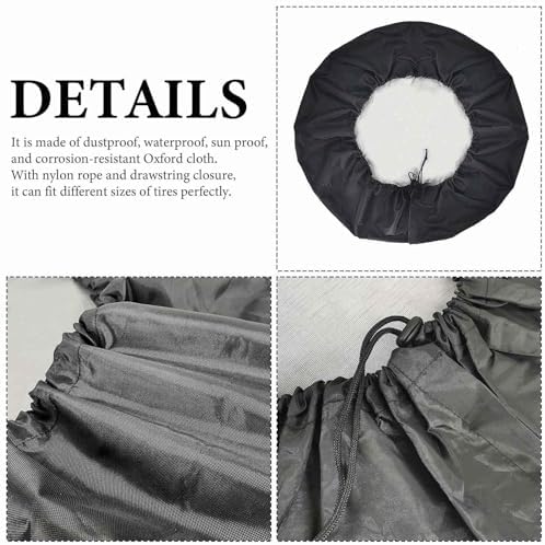 Spare Tire Cover 12inch Blue and Grey Dahlia Flower Wheel Tire Covers - Image 7