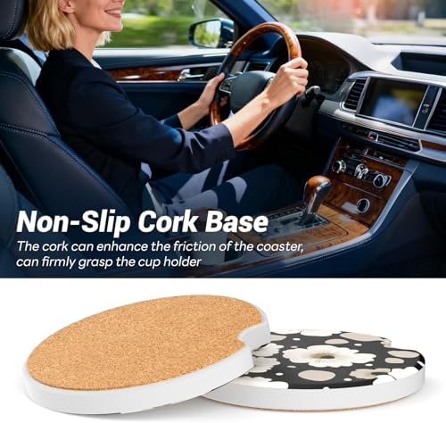 2 Pack Ceramic Car Coasters for Cup Holder, 2.56 in Anti Slip Absorbent Coaster - Image 6
