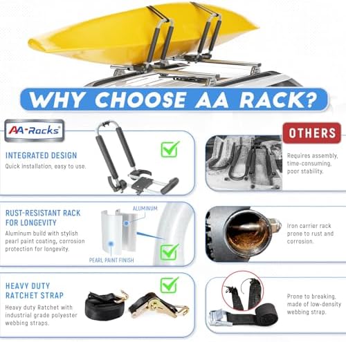 Folding Kayak Rack Car Roof Top Mounted, Aluminum Kayak Carrier - Image 6