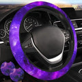 Starry Sky Purple 3Pc car Set: Steering Wheel Cover 15in + 2 Cup Coasters by Unknown