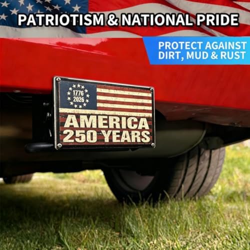 Steel Hitch Cover, Patented Riveted Aluminum Flag, Car Wash Safe - Image 2