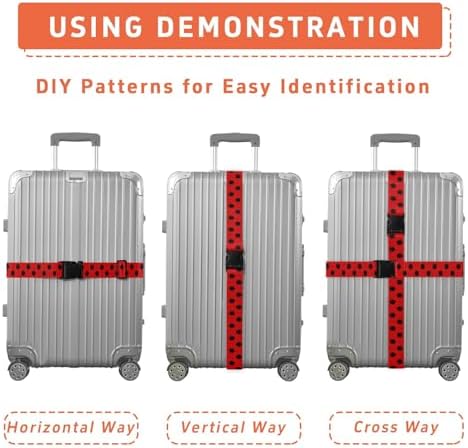 Red Black Polka Dot Luggage Straps - Image 4
