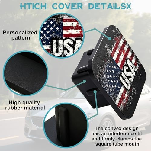 Hitch Cover Fits for 2 Inch Hitch Abstract Grunge American Flag Trailer Hitch - Image 3