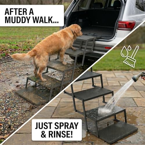 Dog Steps for Car and Truck, 25.6" H Foldable Dog Stairs for Large Dogs - Image 4