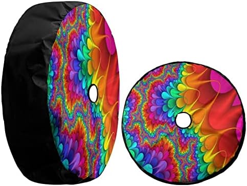 Tie Dye Abstract Rainbow Color Spare Tire Cover - Image 3