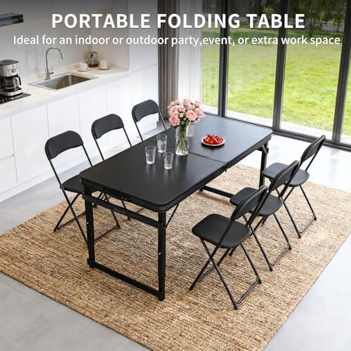 Folding Camping Table 4Ft X 2Ft, Aluminum Portable Adjustable Fold Table - Image 7