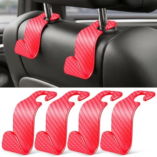 SINGARO Universal 4 Pack Car Seat Headrest Purse Hook, Carbon Fiber Back Seat by SINGARO