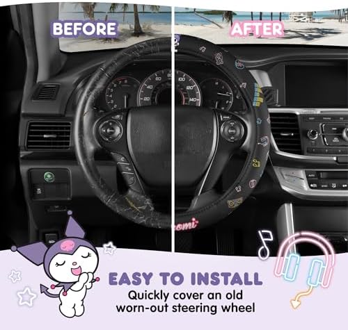 Sanrio Hello Kitty and Friends Kuromi Black Car Steering Wheel Cover, Universal - Image 5