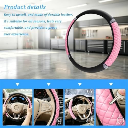 Bling Car Steering Wheel Cover, Crystal Rhinestones Vehicle Steering Guard Wrap - Image 5
