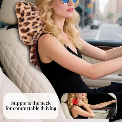 2 Pack Bow Car Headrest Pillow Comfortable Soft Plush Head Rest Cushion - Image 6