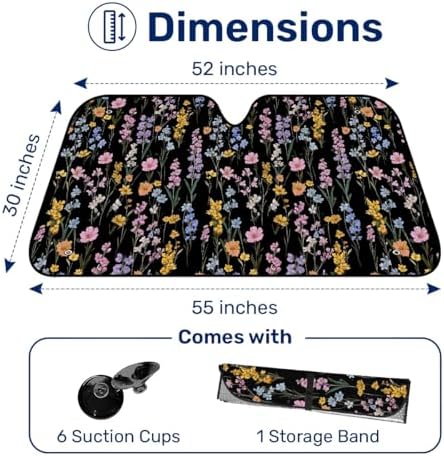 GENANY Floral Windshield Sun Shade 55 x 30 Inch - Image 2