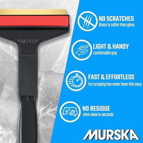 Ice Scraper Brass Blade 2 Pack Car Ice Scraper Long Handle 14, 5 inch Ice - Image 2