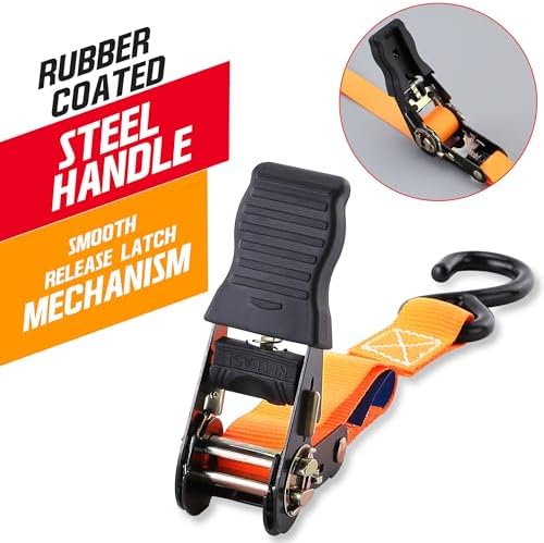 Ratchet Straps 2 Pack – 1 Inch x 13 Feet, 2000 lb Heavy Duty Tie Down Straps - Image 4