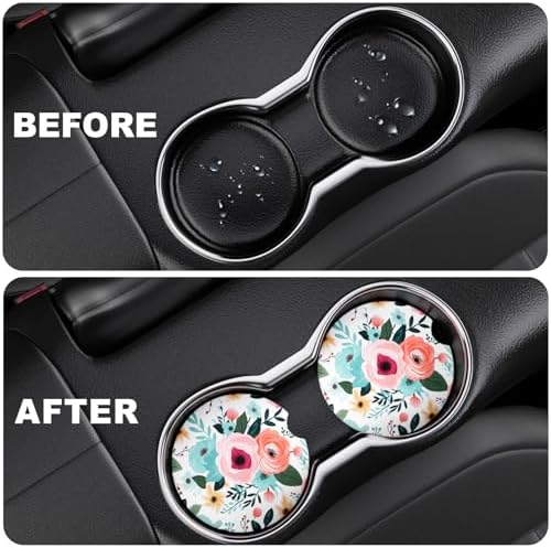 2 Pack Car Cup Holder Coaster, 2.63 inch Anti Slip Insert Absorbent Ceramic Car - Image 6