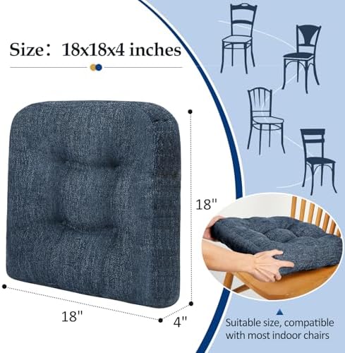downluxe Chair Cushions for Dining Chairs 2 Pack, Tufted Indoor Chair Pads - Image 4