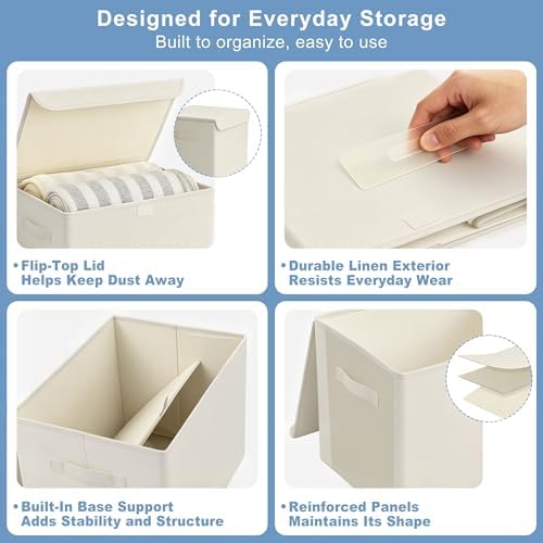 Bagnizer Large 22 Quart Linen Fabric Foldable Storage Bin Cube Organizer Basket - Image 6