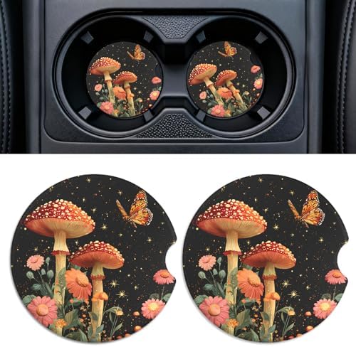 2 Pack Ceramic Car Coasters for Cup Holder, 2.56 in Anti Slip Absorbent Coaster by Rueneaj