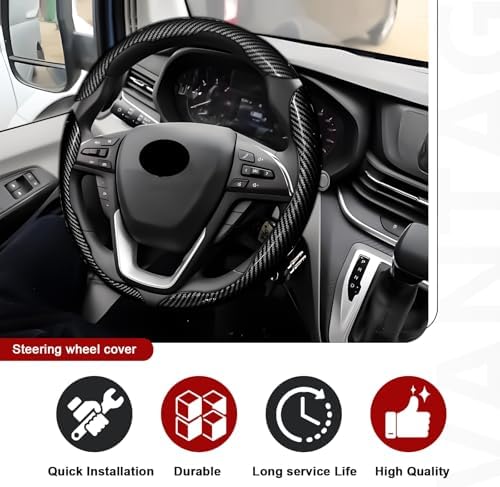 3pcs Universal Carbon Fiber Steering Wheel Cover - Image 5