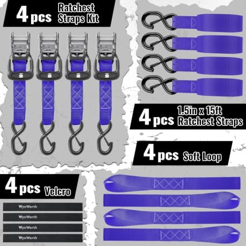 Retractable Ratchet Straps 4 Pack, 5208LBS Break Strength - Image 6