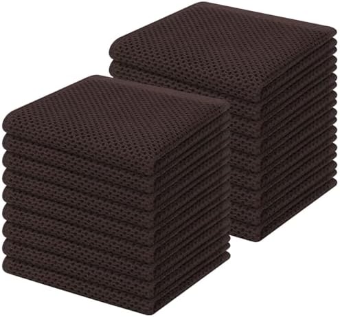Homaxy 100% Cotton Waffle Weave Kitchen Dish Cloths 18-Pack, Dark Brown by Homaxy
