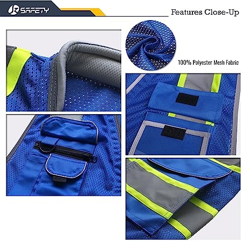 JKSafety Hi Vis Safety Vest for Men Women Cushioned Collar JK101 Blue 2XL - Image 2
